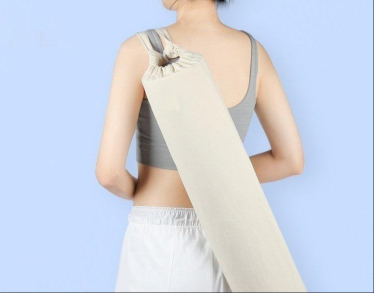 Soft Off White Drawstring Yoga Mat Carrier Bags