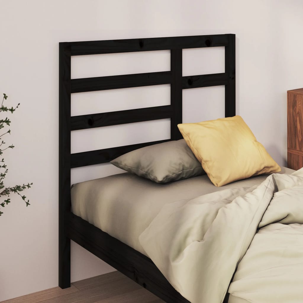 black Solid Pine Wood Boho Bed Headboard