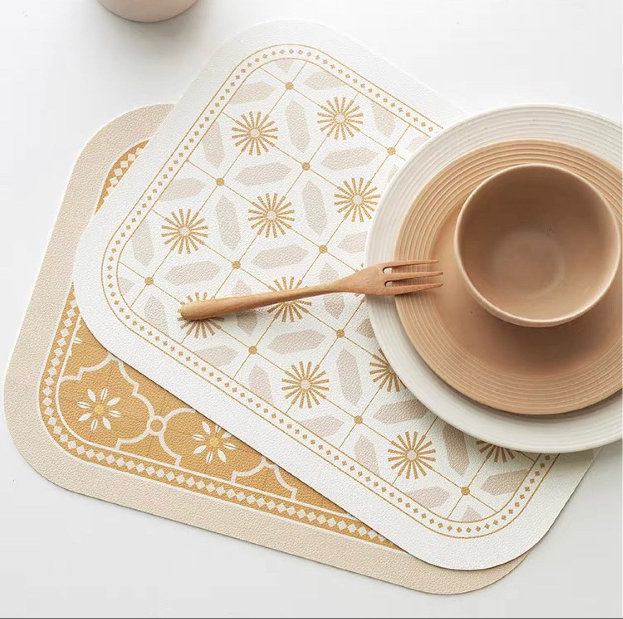 Square Bohemian Placemats - Vegan Leather