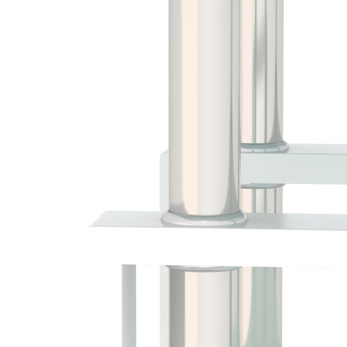 Square Two Tier Glass Transparent White Table