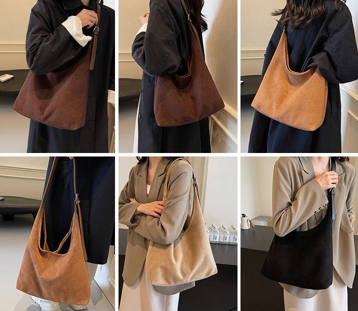 Suede Hobo Tote Bag for Women