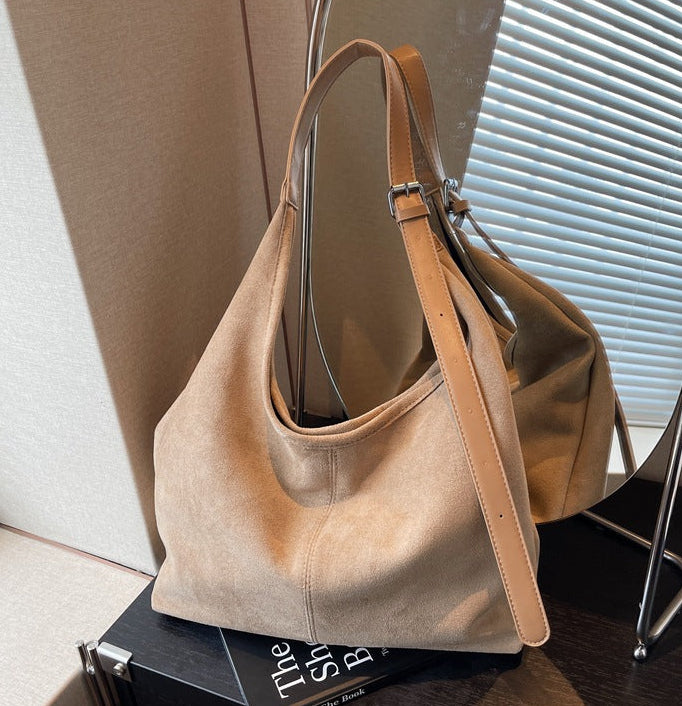 Suede Hobo Tote Bag for Women