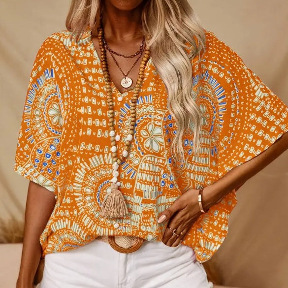 Summer Batwing Sleeve Boho Top