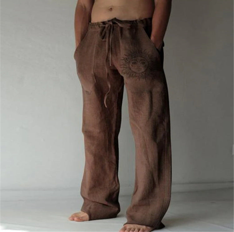 Summer Bohemian Pants for Men withSun Print Design