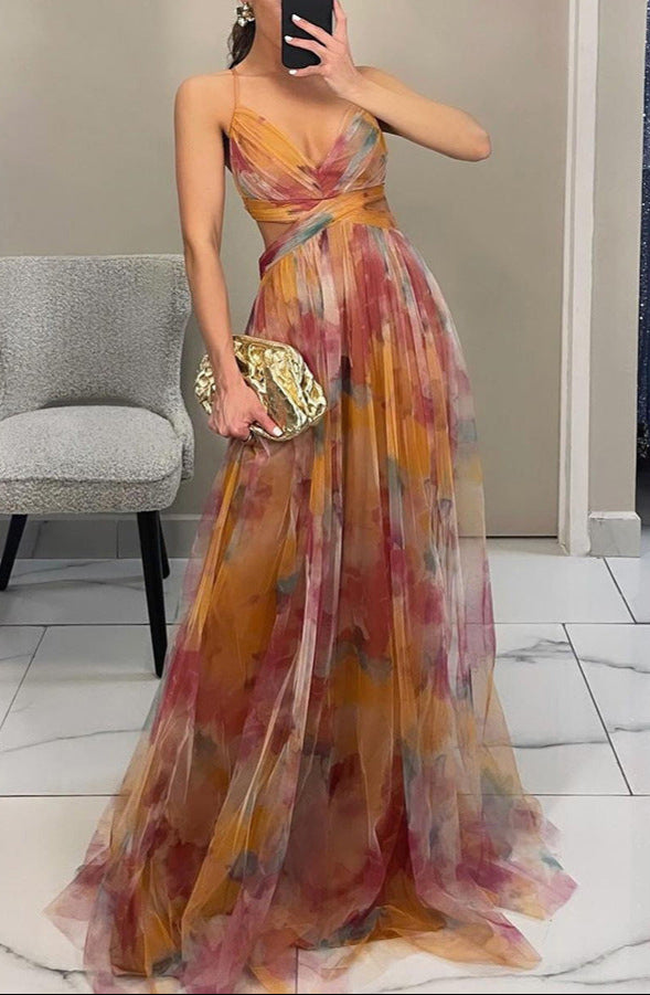 Colorful Tulle Maxi Summer Wedding Guest Dress