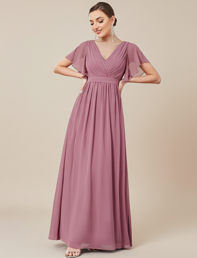 V-Neck Bohemian Bridesmaid Dress
