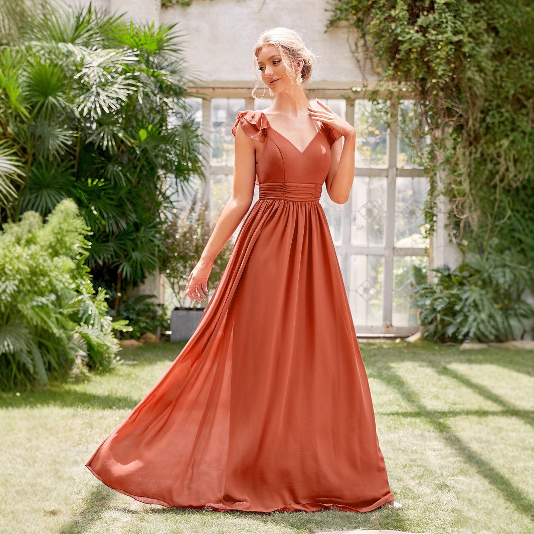 red V-Neck Mother of the Bride Maxi Dress
