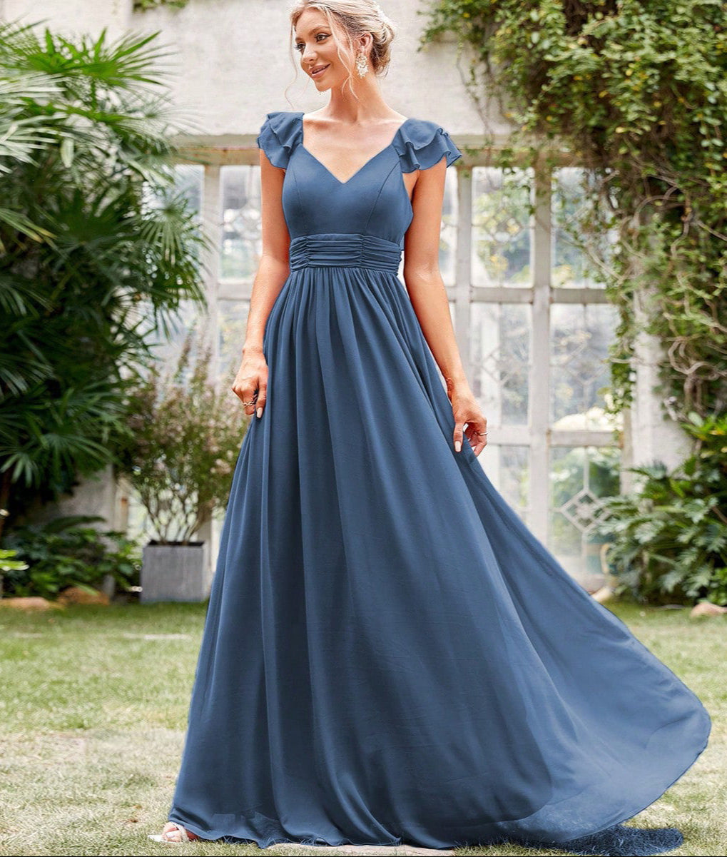 V-Neck Mother of the Bride Maxi Dress