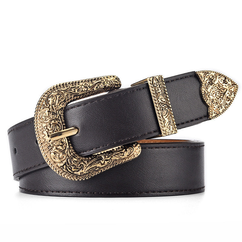 masculine Vegan Leather Pin Buckle Belt for Women