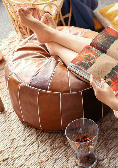 Vegan Leather Pouf Cover