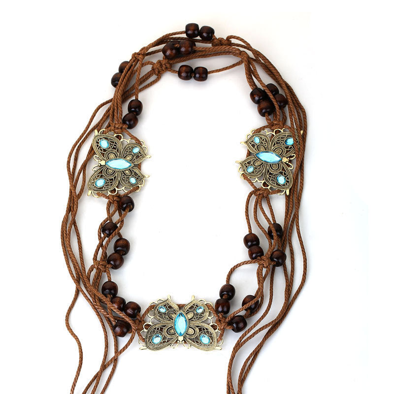  Leather Waist Chain with Butterfly Charms