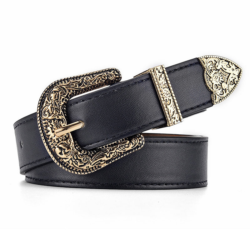 Vegan Leather Pin Buckle Belt for Women casual