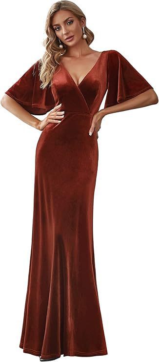 brown Velour Bridesmaid Dress for Boho Weddings