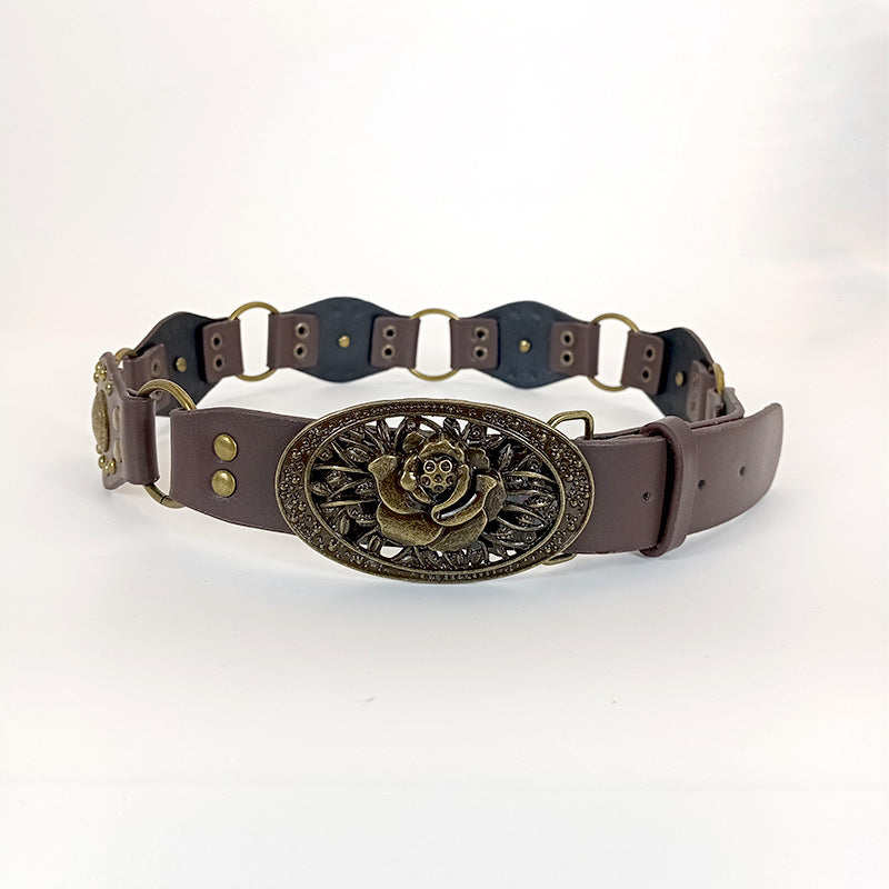 Vintage Boho Belt with Flower Design