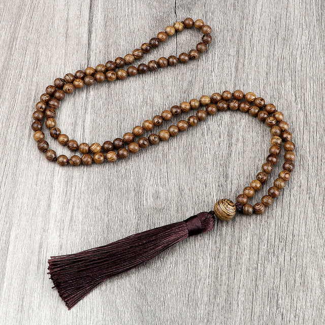 Vintage Brown Wooden Mala Prayer Bead 6mm