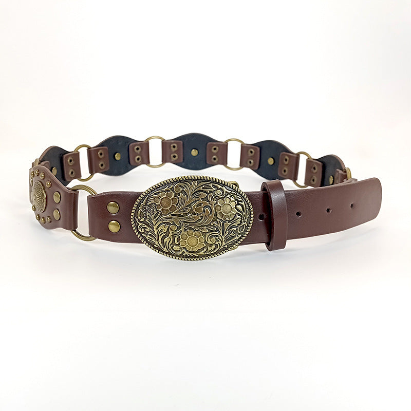 Vintage Style Boho Belt with Flower Designs