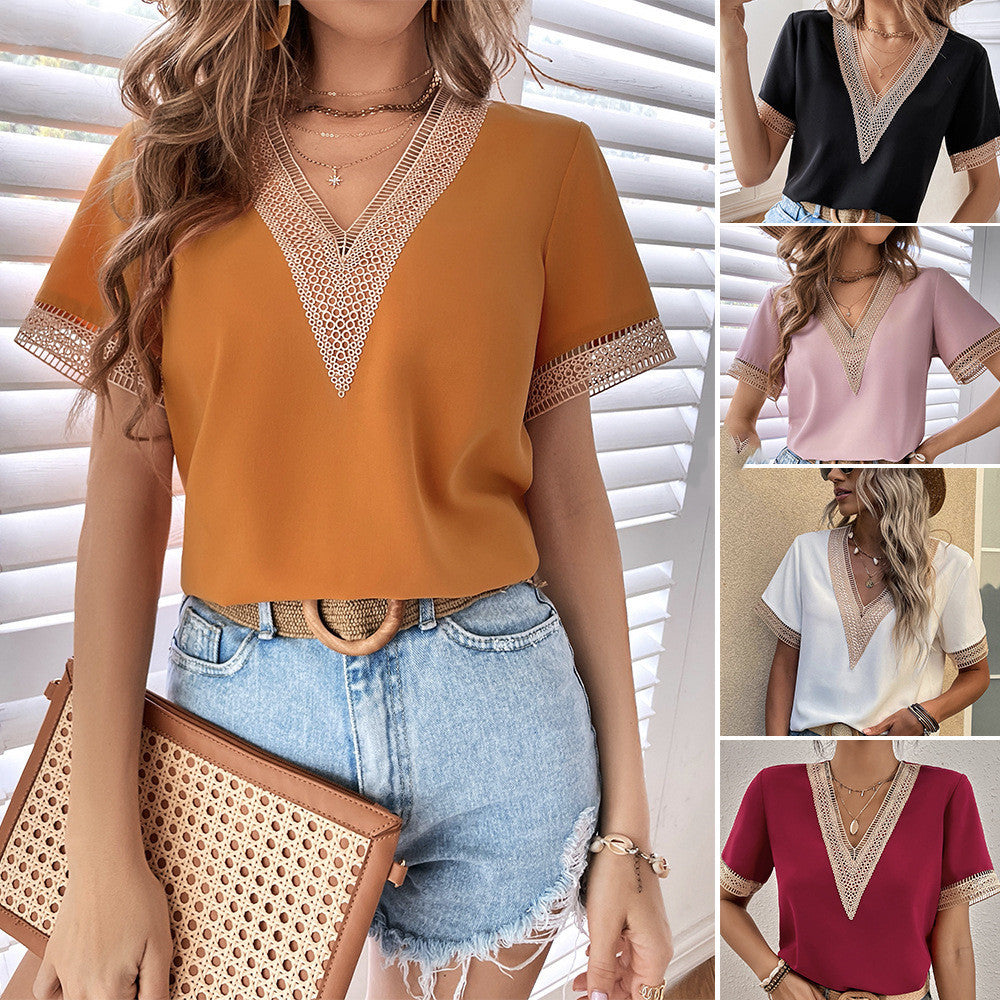 VNeck Boho Chic T-Shirt Womens