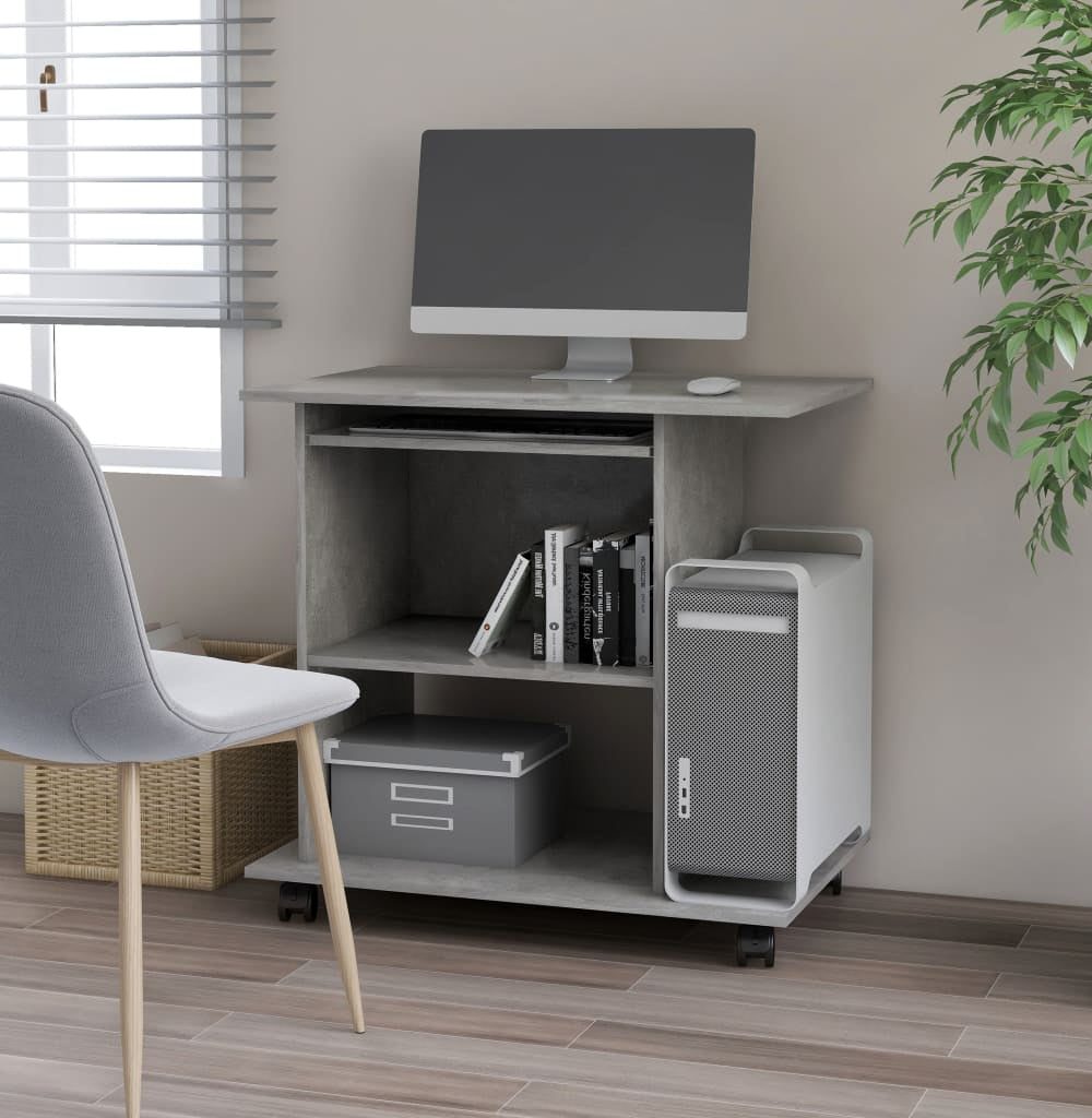 Wheeled Desk for Computer Setup