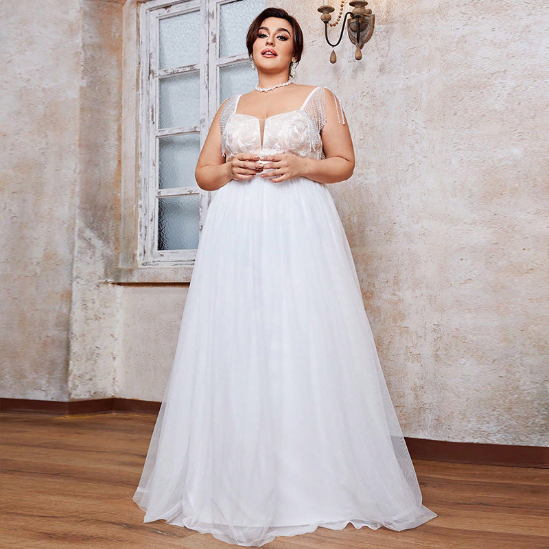 White Boho Chic Plus Size Wedding Dress