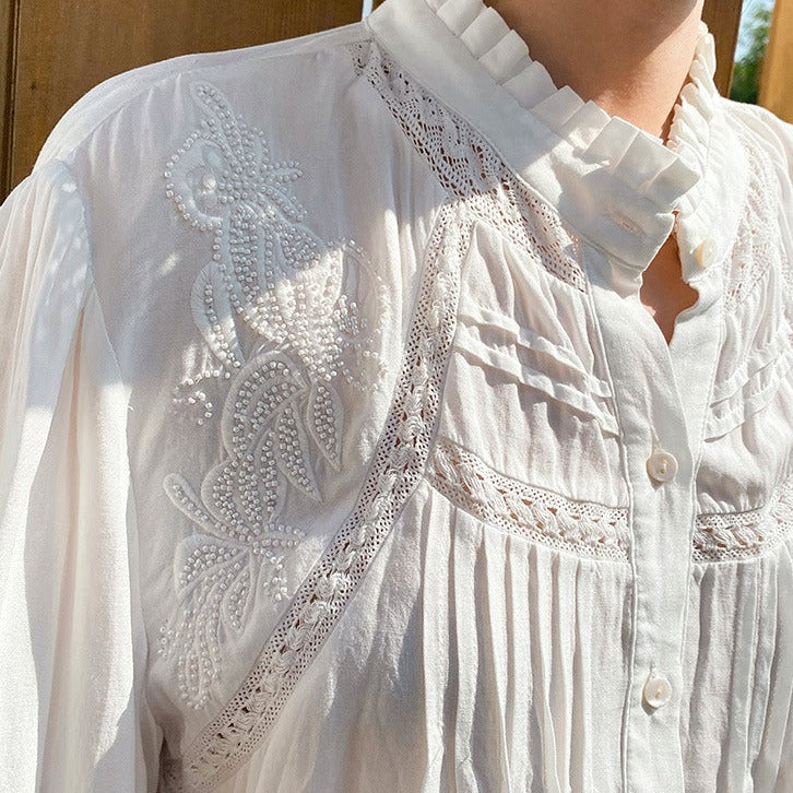 White Boho Long Sleeves Shirt