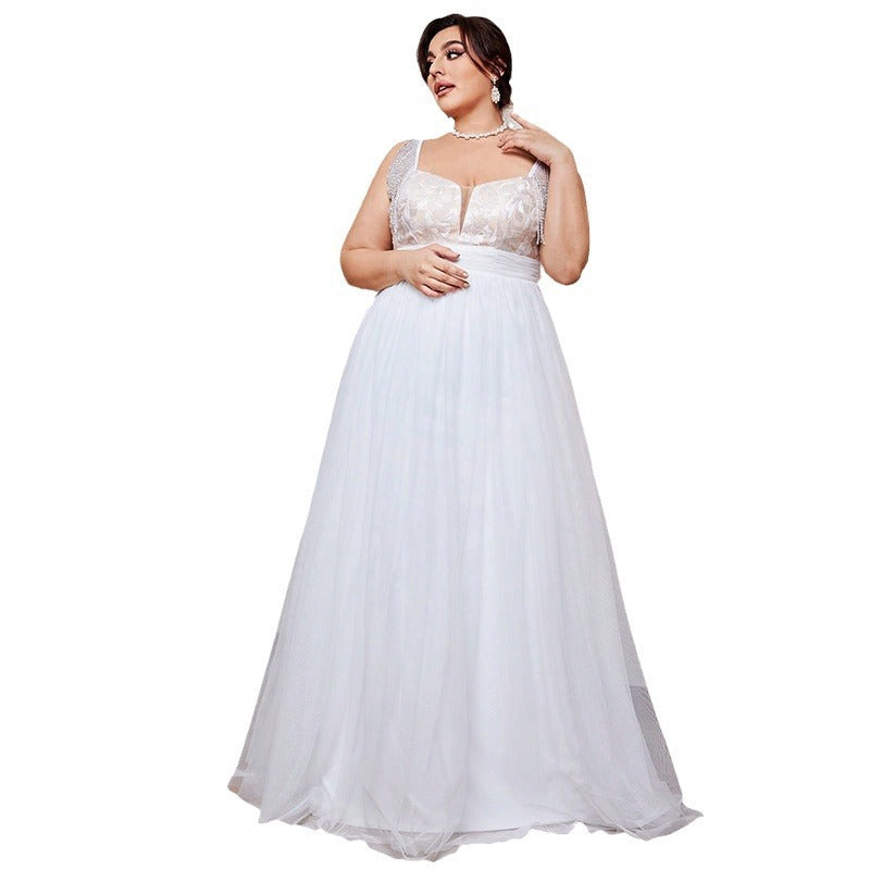 White Boho Chic Plus Size Wedding Dress