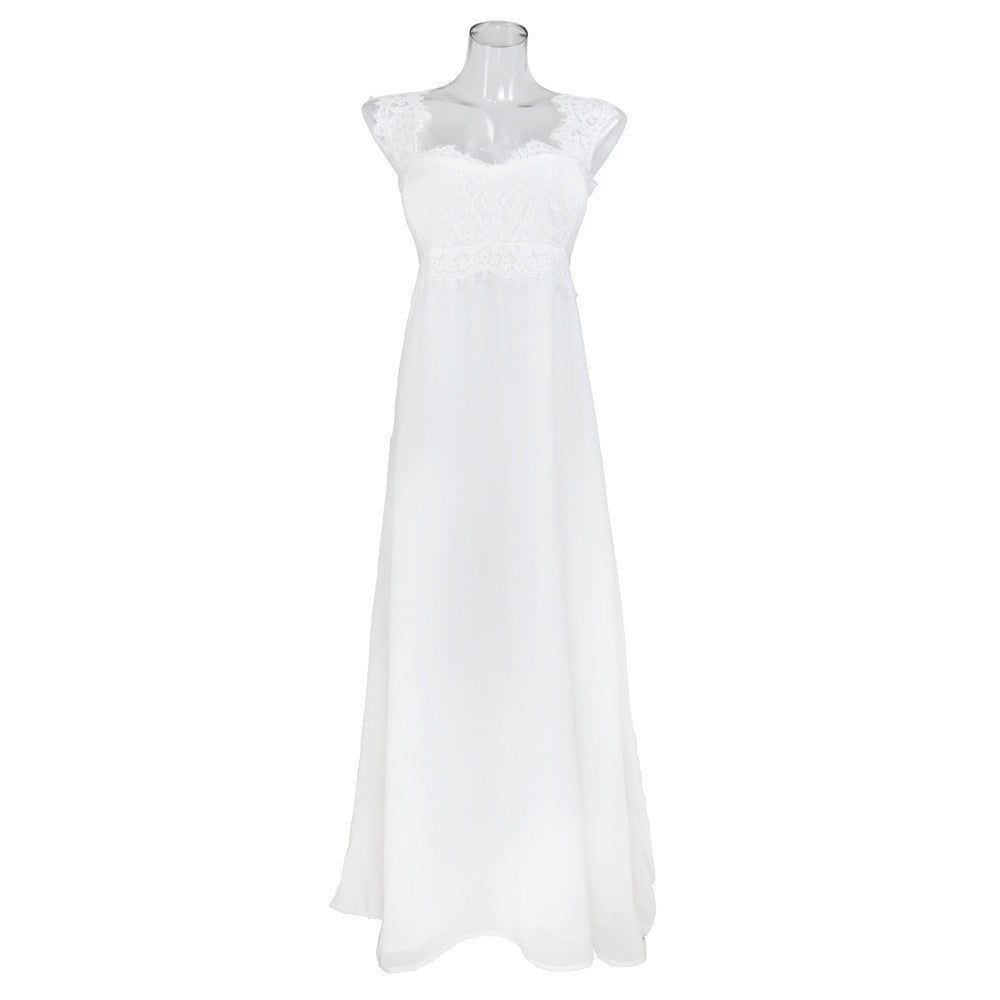 Simple White Boho Sheath Wedding Dress