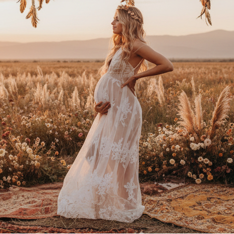 White Embroidered Maternity Dress