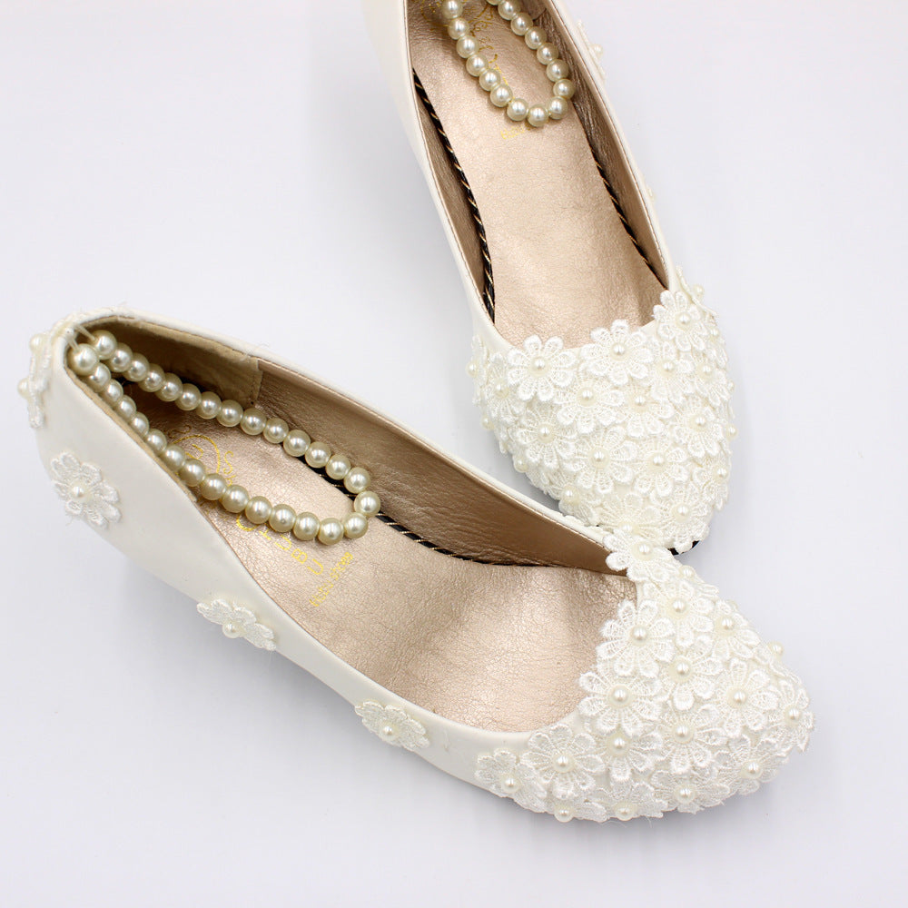White Floral Boho Wedding Flats
