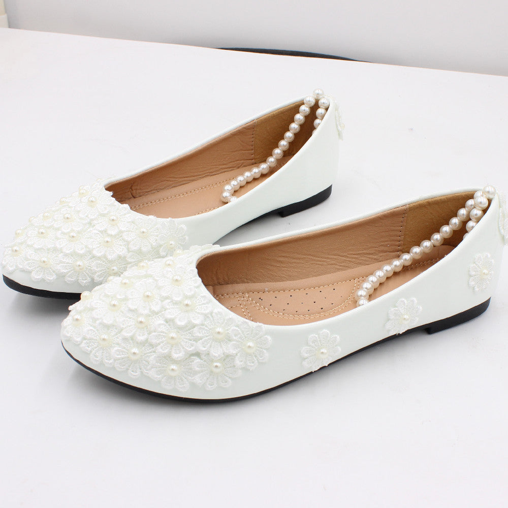 White Floral Boho Wedding ballet Flats