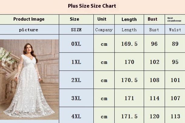 White Embellished Floral Lace Plus Size Boho Bridal Gown