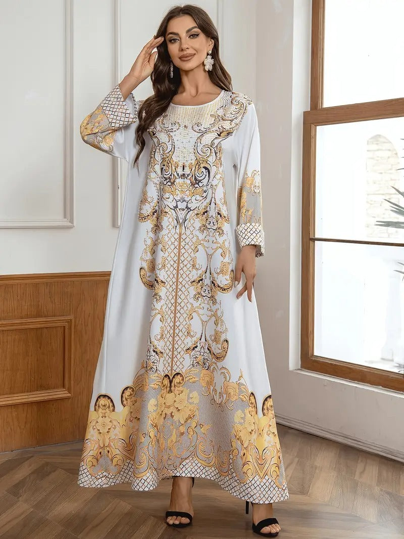 White Gold Bohemian Maxi Dress