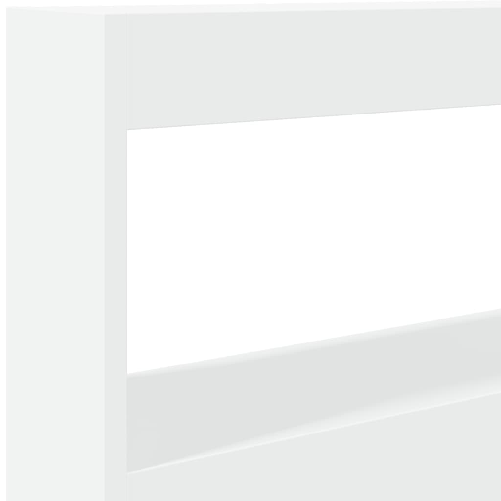 boho White Headboard with Shelves and LED Lights