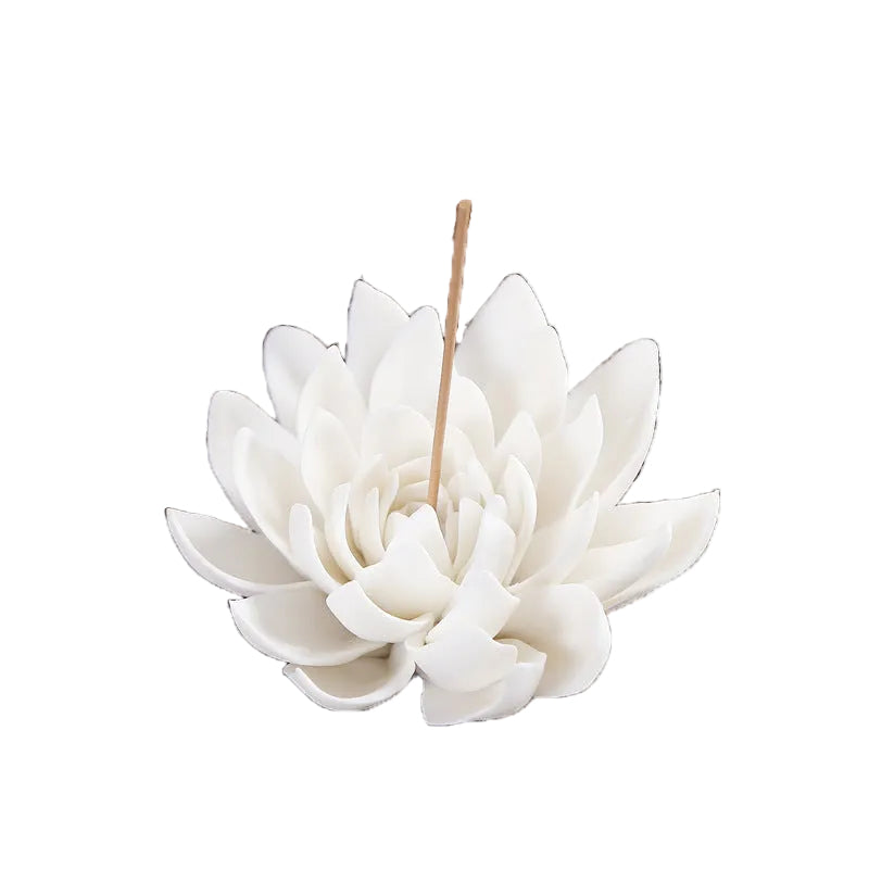 White Lotus Flower Incense Burners
