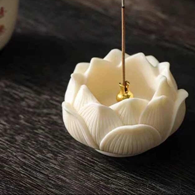 White Lotus Shaped Incense Holders