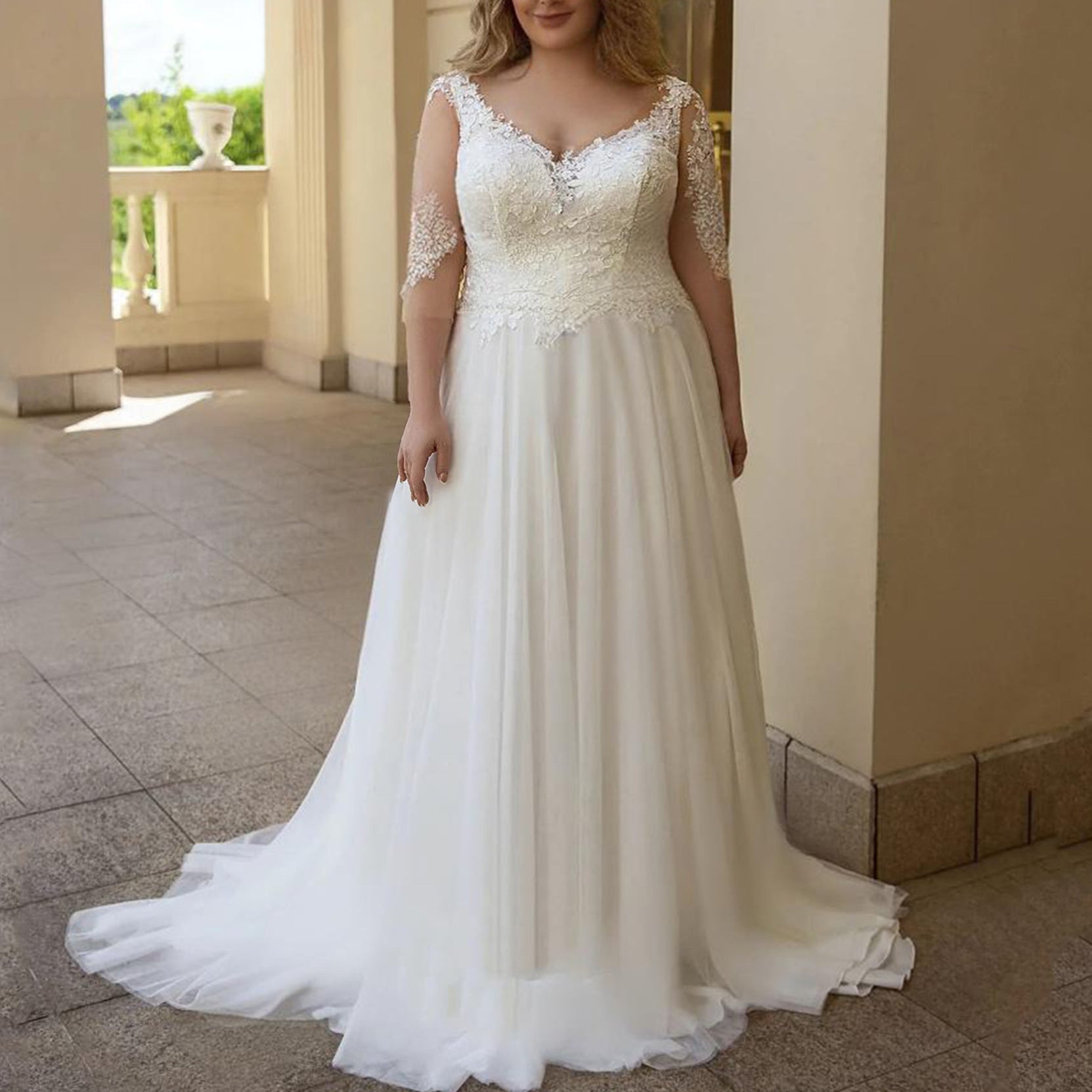 White Maxi Plus Size Wedding Dress