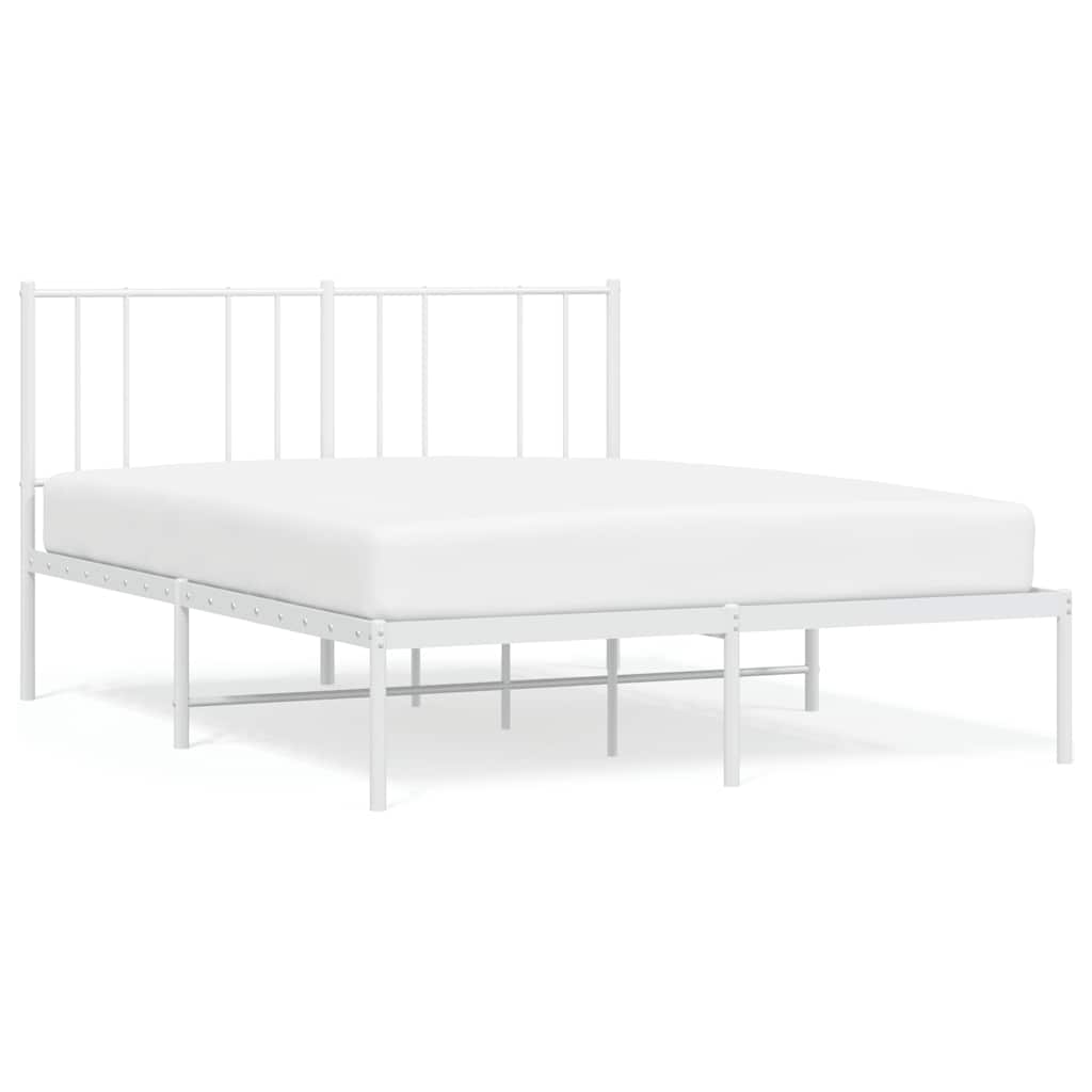 White Metal Bed Frame with Headboard