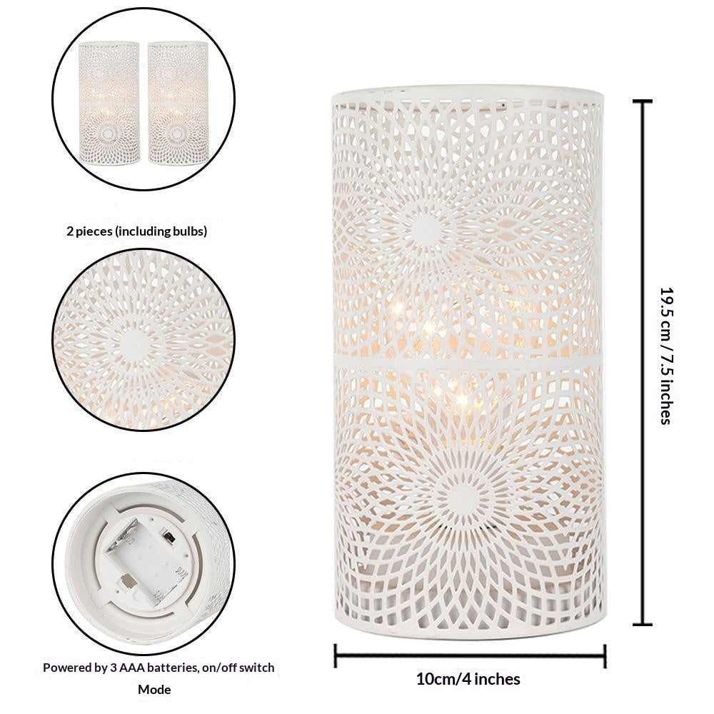 Boho White Metal Lamps 2 Pcs