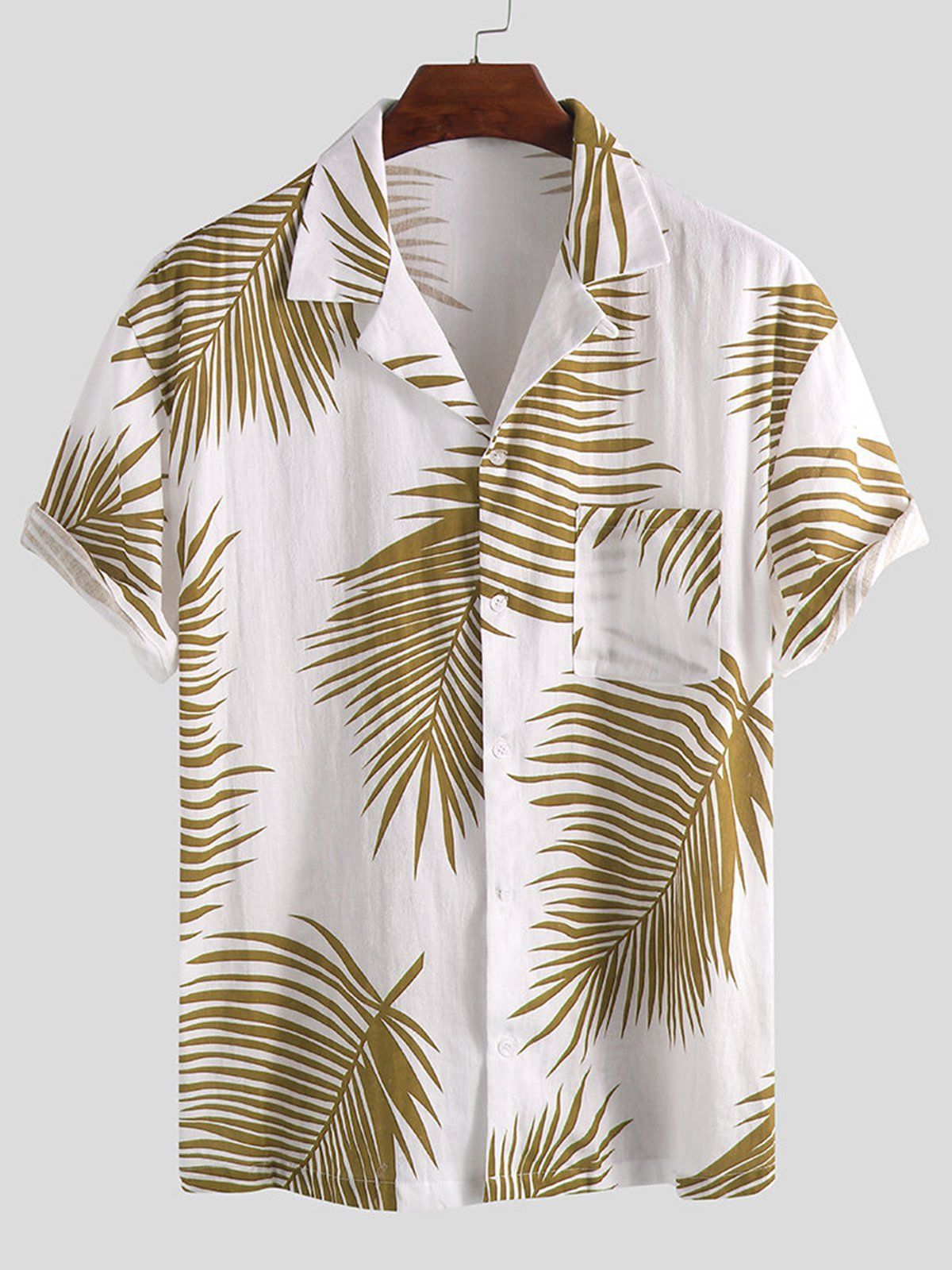 White Summer Bohemian Shirt with Leaf Design