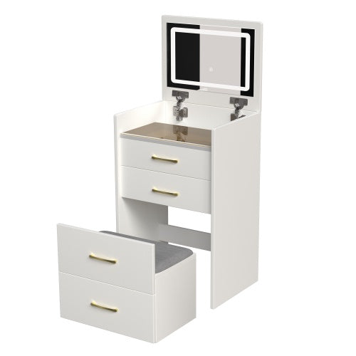 boho White Vanity Dresser With Mirror