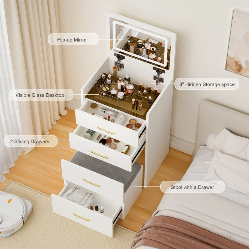 White Vanity Dresser With Mirror