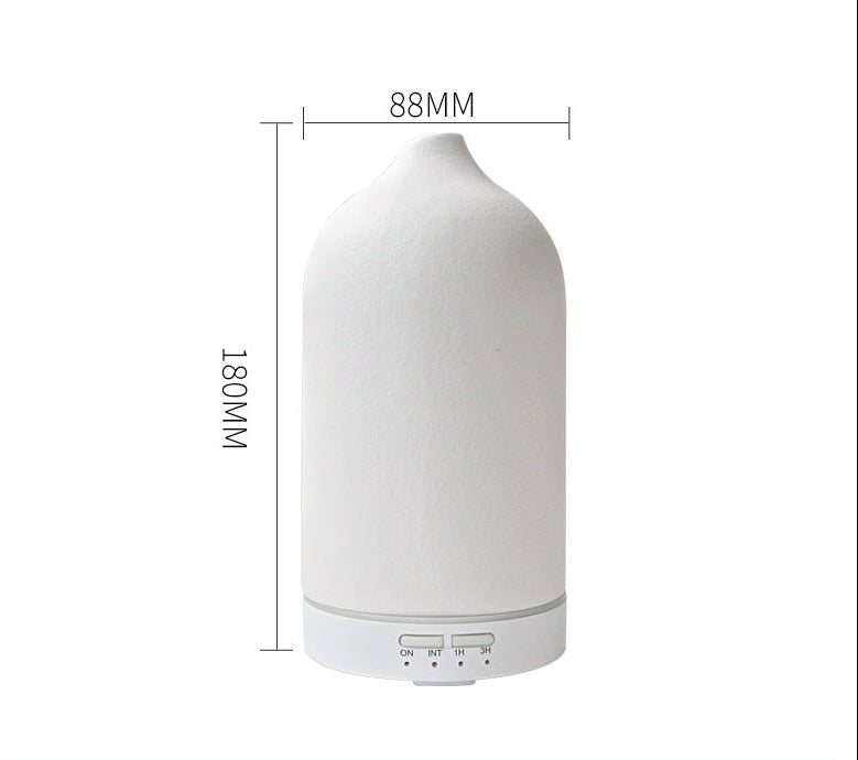 White diffuser with dimensions and specifications listed below on a white background