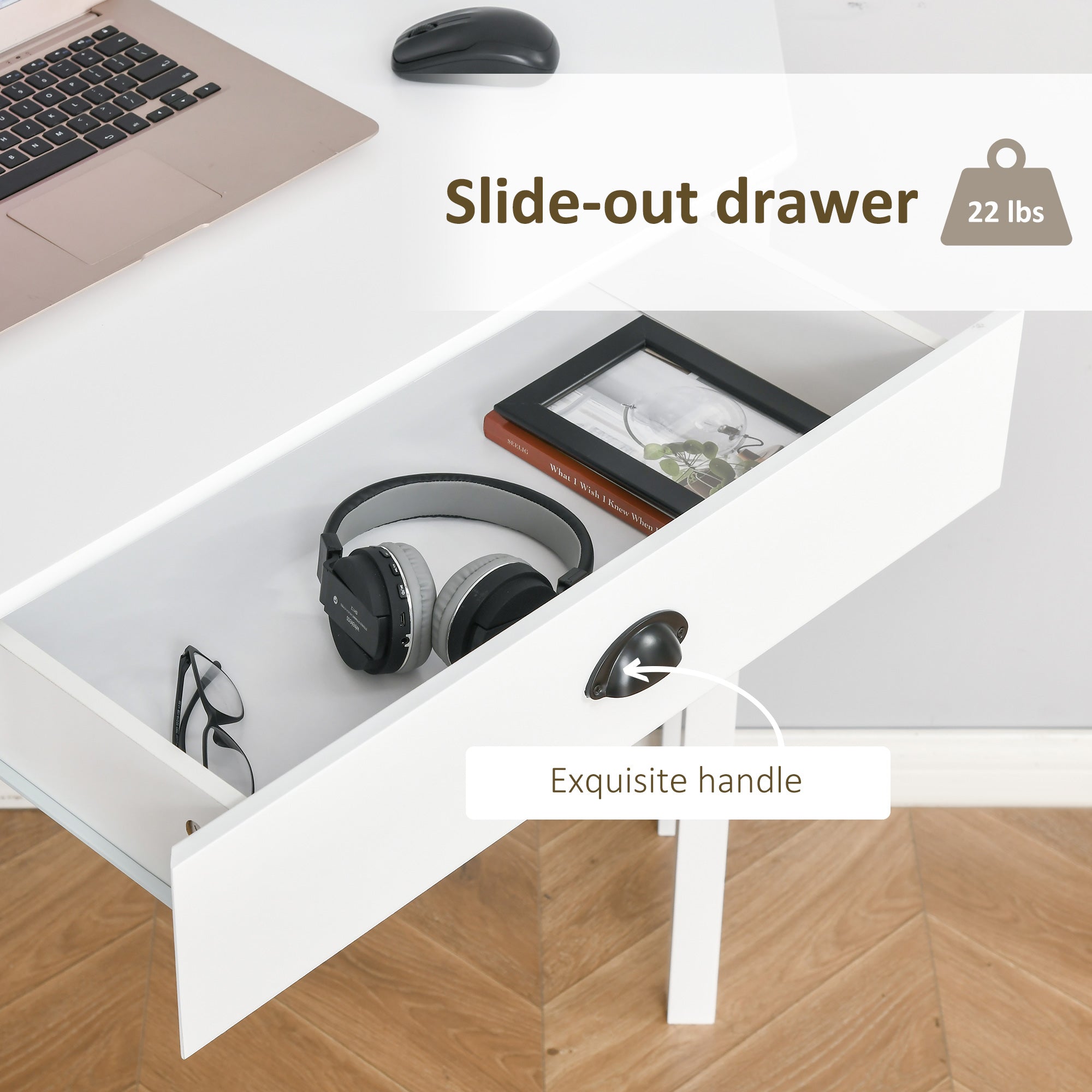 White 2 Tier Corner Desk with Drawer