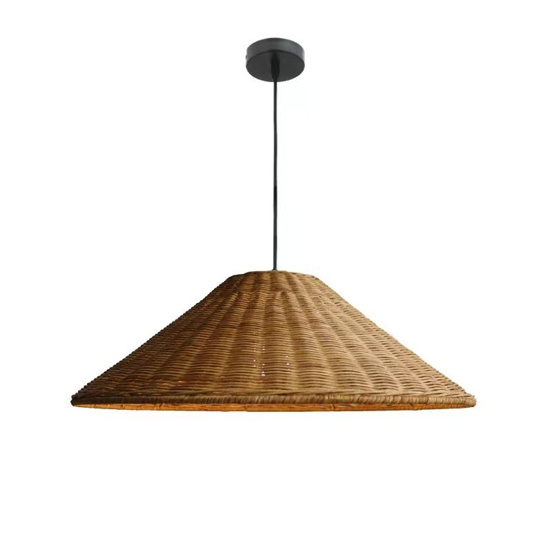 Wicker pendant light on a white background