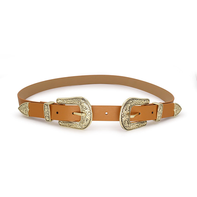 Women's Double Buckle Belt Boho Style