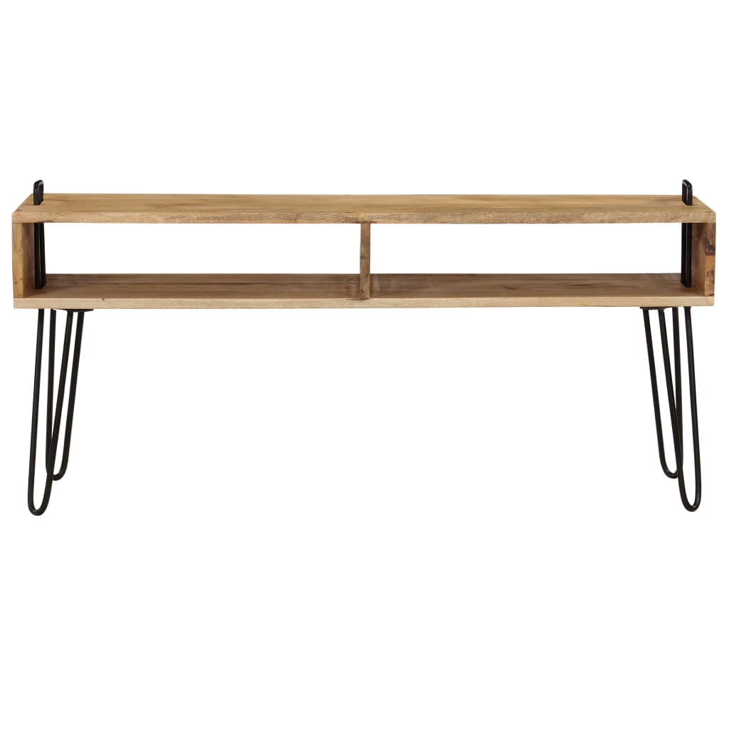 Wood Open Shelf TV stand with Black Metal Legs