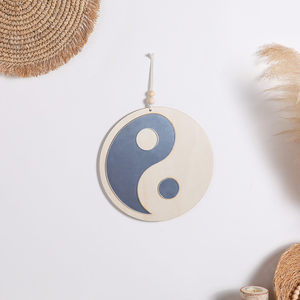 Wooden Yin Yang Mirror Decoration