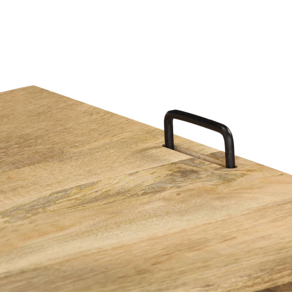 Wooden Open Shelf TV stand with Black Metal Legs