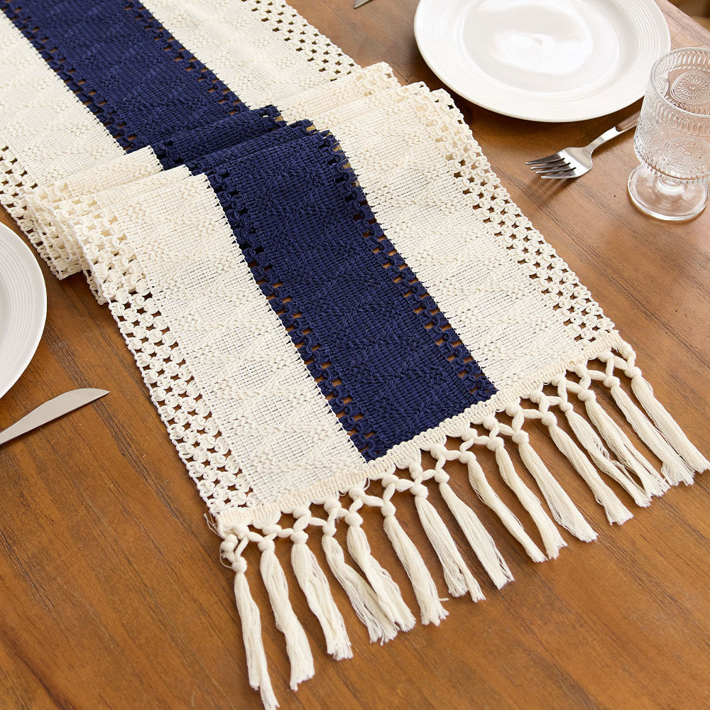  navy Woven Boho Table Runners
