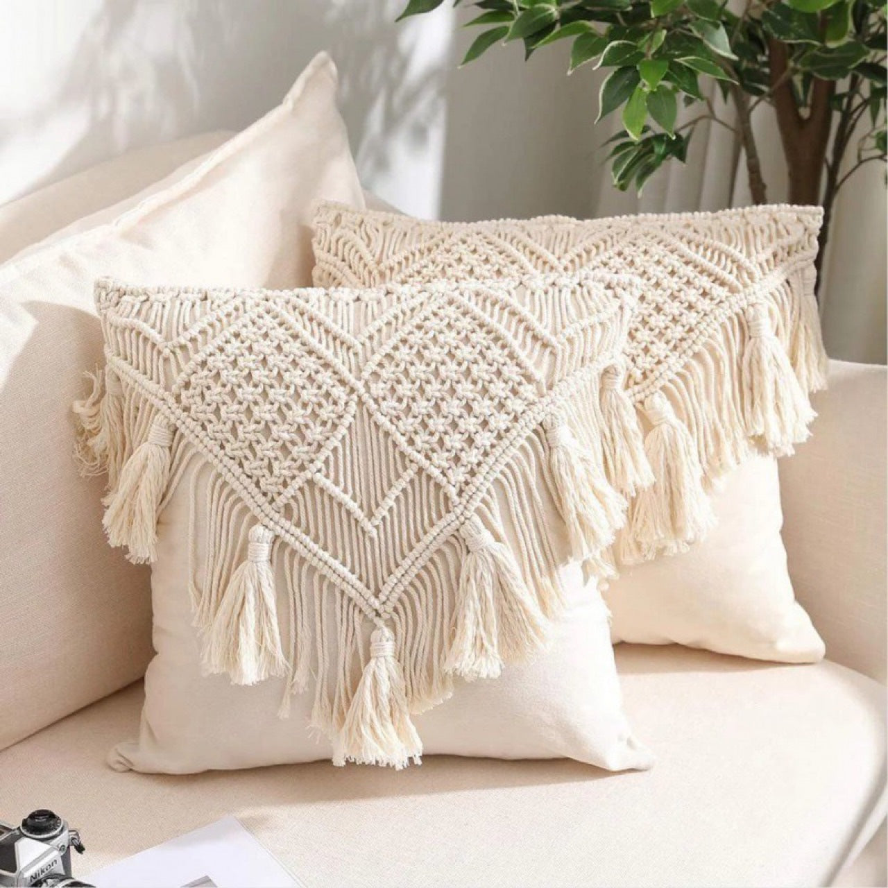 Woven Macrame Pillow Cover