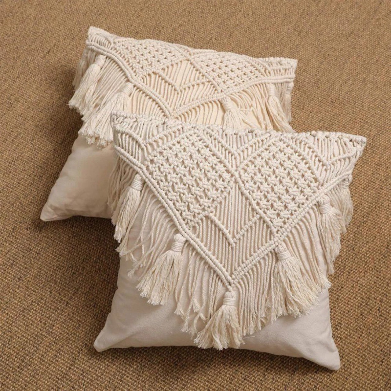 Woven Macrame Pillow Covers